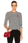 Comme Des Garçons Play Comme Des Garcons Play Black And White Striped Heart Patch T-shirt In Black & White