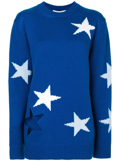Givenchy Oversized Stars Intarsia Wool Sweater In Blue