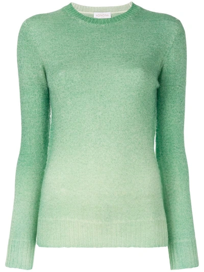 Agnona Long Sleeved Knit Top In Green