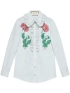 GUCCI EMBROIDERED STRIPED COTTON SHIRT,497747Z340F12576855