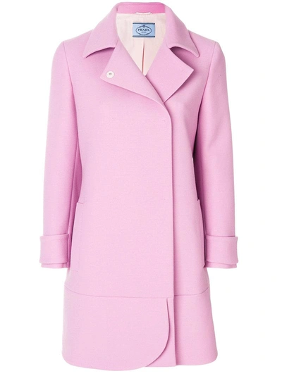 Prada Single Breasted Coat In Pink