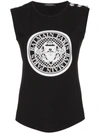 BALMAIN sleeveless logo print top,128537709I12538766