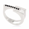 Neola Neringa Silver Stacking Ring With Black Onyx In Stacking