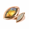 NEOLA CELESTINE ROSE GOLD RING LABRADORITE