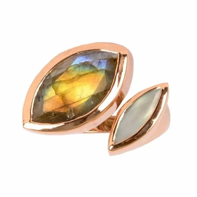 Neola Celestine Rose Gold Ring Labradorite