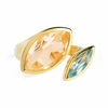 Neola Celestine Gold Ring Citrine & Blue Topaz In Gold