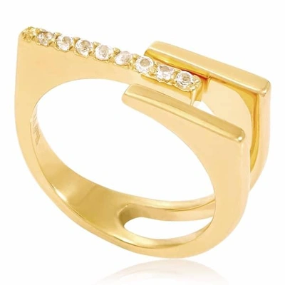 Neola Neringa Gold Stacking Ring With White Topaz