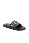 Valentino Vltn Rubber Slides In Black & White