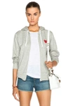 Comme Des Garçons Play Felpa Con Cappuccio E Zip Grigio Chiaro In Cotone Con Logo Cuore Rosso In Top Gray