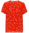 Miu Miu Printed Silk Crepe De Chine T-shirt In Red