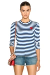 COMME DES GARÇONS PLAY STRIPED COTTON RED HEART TEE,CDES-WS7