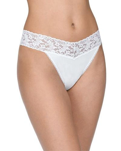 HANKY PANKY ORIGINAL-RISE ORGANIC COTTON LACE-TRIM THONG,PROD135030048