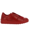 Valentino Garavani Rockstud Untitled Leather Sneakers In Red