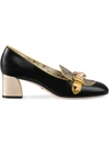 GUCCI LEATHER AND GG SUPREME MID-HEEL PUMPS,4988820HE7012576857