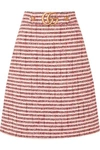 GUCCI EMBELLISHED STRIPED TWEED SKIRT