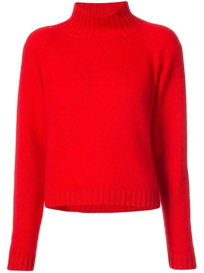 The Elder Statesman Highland Cropped Cashmere Turtleneck Sweater In Red