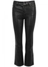 J BRAND SELENA BLACK CROPPED BOOTCUT LEATHER JEANS