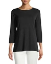 Misook Plus Size 3/4-sleeve Layering Shell In Black