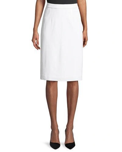Misook Lined Straight Pull-on Skirt In White