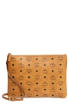 Mcm Medium Logo Crossbody Pouch Bag In Cognac Brown