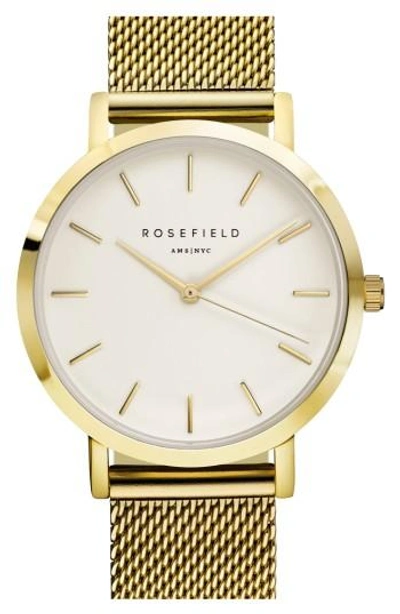 Rosefield Tribeca Mesh Strap Watch, 33mm In Gold