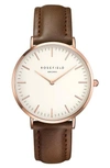 ROSEFIELD BOWERY LEATHER STRAP WATCH, 38MM,BWBRR-B3