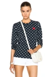 Comme Des Garçons Play Cotton Red Emblem Dot Tee In Navy