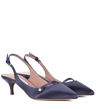 Tabitha Simmons Women's Layton Satin Slingback Kitten Heel Pumps In Navy