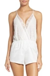 Flora Nikrooz Genevive Charm Lace Chiffon Romper In Ivory