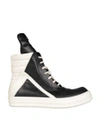 RICK OWENS HIGH-TOP GEOBASKET LEATHER SNEAKERS,RP18S8894LPO 911
