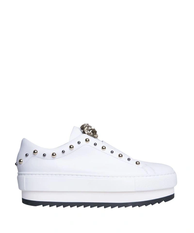 Versace Medusa Leather Sneakers In White