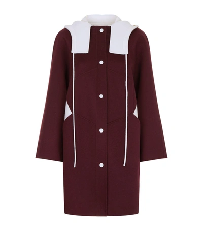 Valentino Hooded Colour Block Coat In Pink