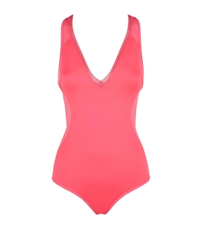 Stella Mccartney Mesh Panel Racer Back Swimsuit In Pink