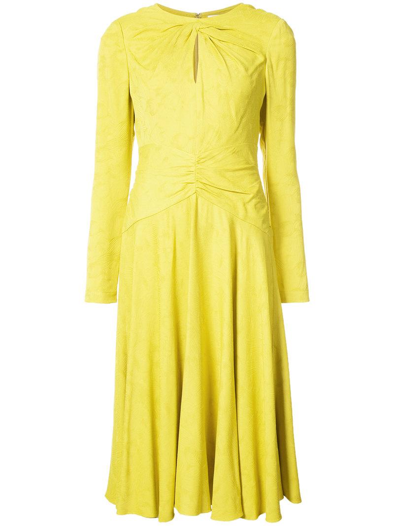 Prabal Gurung Twist Dress With Keyhole In Yellow | ModeSens