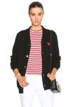 Comme Des Garçons Play Black Wool Heart Patch Cardigan In Black