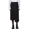 Y'S Black Asymmetric Pleated Skirt,YE-S07-100