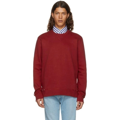 Valentino Rockstud Untitled Cotton Sweatshirt In Red