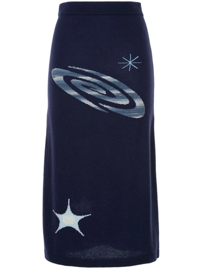 Onefifteen Space Knit Skirt In Blue