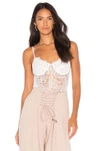 Bardot Britney Lace & Mesh Bodysuit In Orchid White