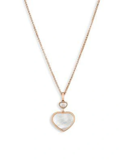 Chopard 18kt Rose Gold Happy Hearts Mother-of-pearl And Diamond Pendant Necklace In 18-carat Rose Gold