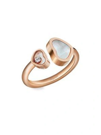 CHOPARD HAPPY HEARTS 18K ROSE GOLD, DIAMOND & MOTHER-OF-PEARL RING,400097250450