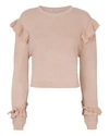 LOVESHACKFANCY Pink Ruffle Sweatshirt,LK020282ONL