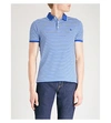 POLO RALPH LAUREN LOGO-EMBROIDERED STRIPED COTTON-JERSEY POLO TOP