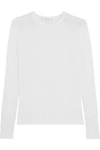 CARVEN WOMAN RIBBED COTTON AND SILK-BLEND SWEATER WHITE,US 367268775681842