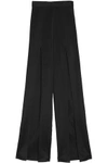 BALMAIN BALMAIN WOMAN SPLIT-FRONT STRETCH-PONTE FLARED trousers BLACK,3074457345618244866