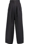 ISABEL MARANT ISABEL MARANT WOMAN PLEATED COTTON WIDE-LEG PANTS ANTHRACITE,3074457345617979680