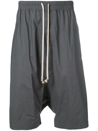 Rick Owens Dropped-crotch Cotton Shorts In Grey