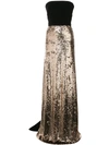 MONIQUE LHUILLIER STRAPLESS SEQUIN DRESS,1745433412510299