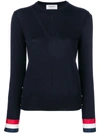 THOM BROWNE GROSGRAIN-CUFFED CREW NECK JUMPER,FKA138A0001412554078