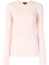 THEORY THEORY RIBBED ROUND NECK JUMPER - PINK,H071170512576447